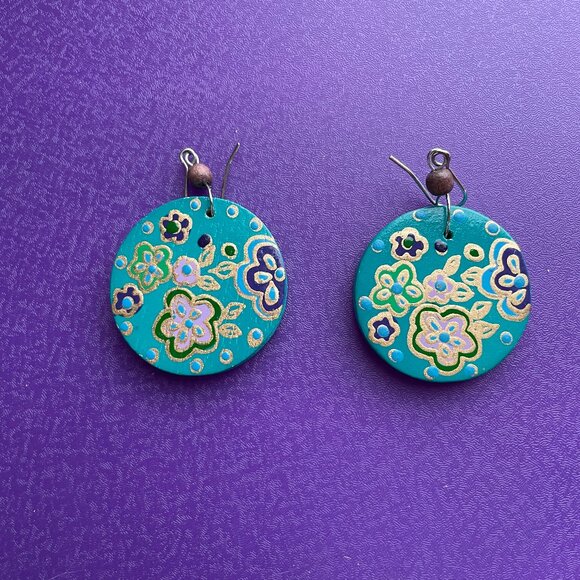 Jewelry - Bundle 3/$12. Blue, Pink, and Gold Floral Dangle Earrings.